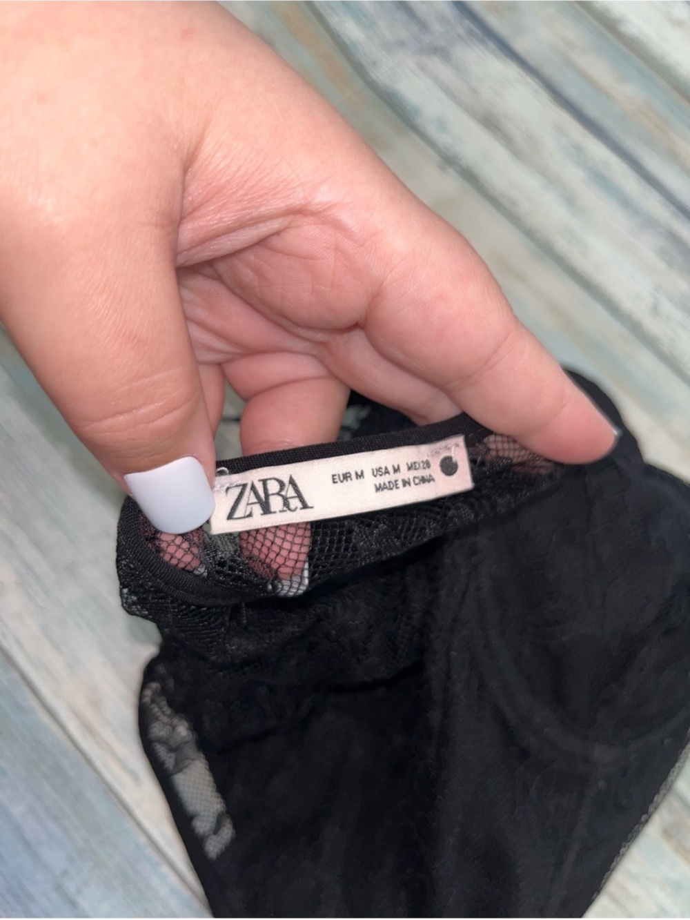 Zara Black Lace Corset Bustier Cami Crop Top Boned Sheer Size M Fits S - Picture 8 of 8